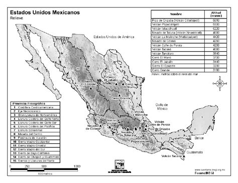 Mapa Para Imprimir De México Mapa De Montañas De México Inegi De