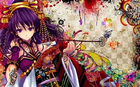 Anime Girl Purple Hair Purple Eyes Tattoo Wallpapers Hd Desktop And Mobile Backgrounds