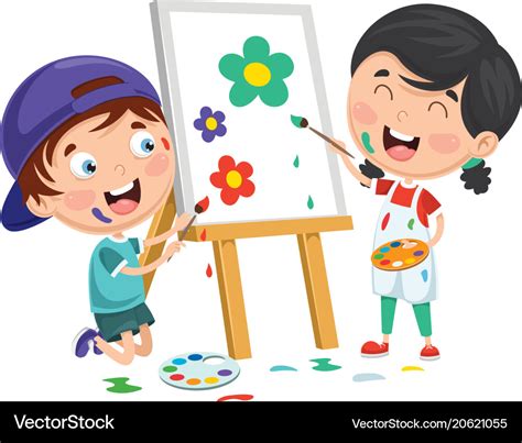 Kids Painting On Canvas Royalty Free Vector Image