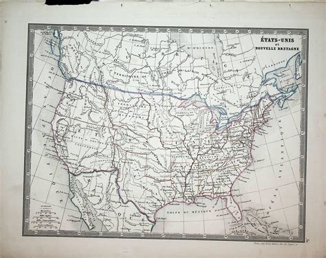 North America Map Ca 1870 Usa Canada Title États Unis Et Nouvelle