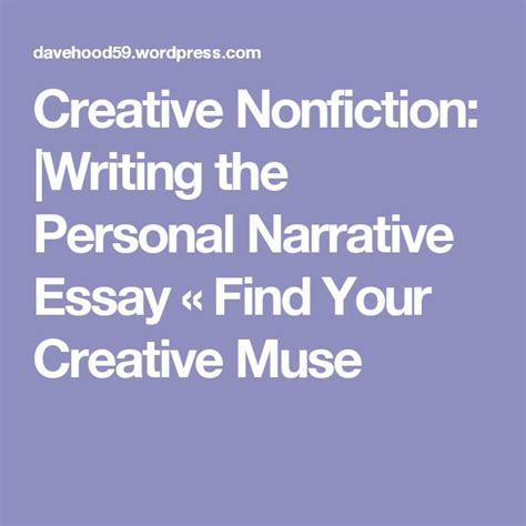 Creative Nonfiction Writing The Personal Narrative Essay Creative