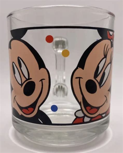 Vintage Walt Disney Company Mickey Minnie Mouse Clear Glass Cup Mug Usa