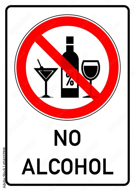 Ks94 Combined Sign Prohibition Sign No Alcohol A2 A3 A4 Poster