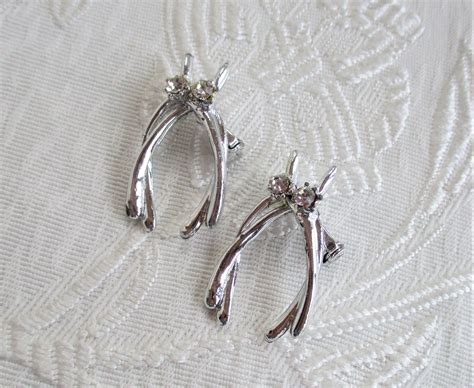 Vintage Double Wishbone Scatter Pins Set Of Silver Tone Etsy