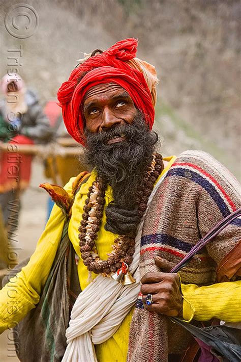 Sadhu Hindu Holy Man On Trail Amarnath Yatra Pilgrimage Kashmir