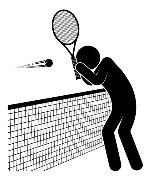 Stick Man Figure Beginner Tennis Player Covers His Face From Tennis