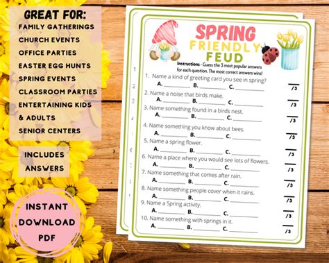 Spring Trivia Printable Game Fun Spring Fact Trivia Party Etsy Artofit