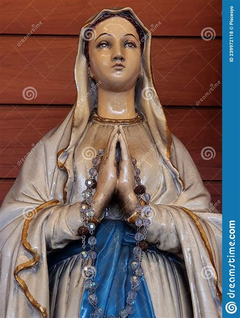 Close Up Of Statue Of Our Lady Of Grace Virgin Mary Stock Photo Image