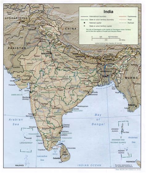 Mapa Físico De India 2001 Tamaño Completo Ex