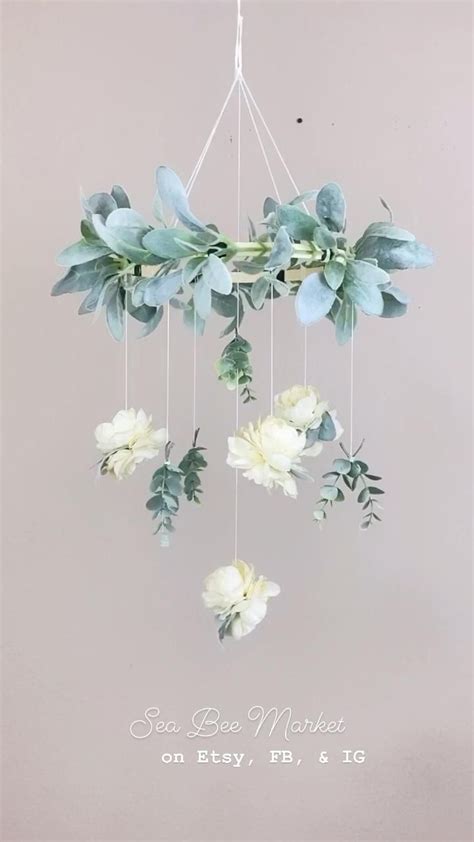 Ivory Floral And Greenery Crib Mobile For Nursery Flower Etsy Video