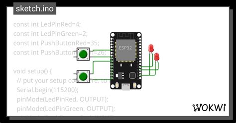 Push Button Wokwi Esp32 Stm32 Arduino Simulator