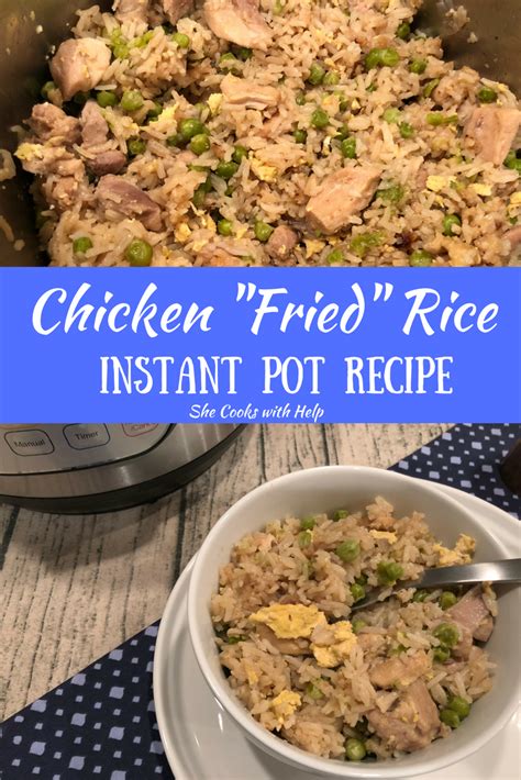 Once scrambled, press cancel to turn off the saute function. Chicken "Fried" Rice - Instant Pot Recipe - She Cooks With ...