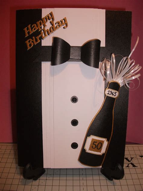 (6923) make them feel especially loved by sending them one of our personalised birthday cards for him. Mens Tux card for 50th birthday | Creative birthday cards, Masculine birthday cards, Birthday ...