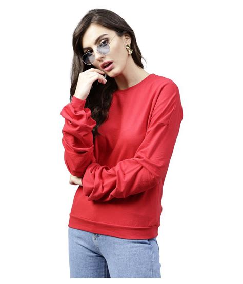 Buy Femella Poly Cotton Red Non Hooded Sweatshirt Online At Best Prices