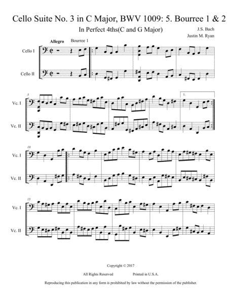 Cello Suite No 3 Bwv 1009 5 Bourree 1 And 2 By By Johann Sebastian