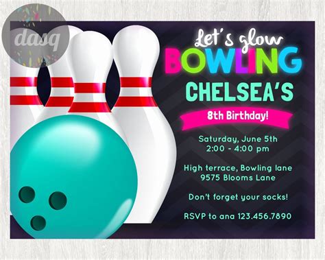 25 Free Printable Bowling Party Invitations Business Template Example