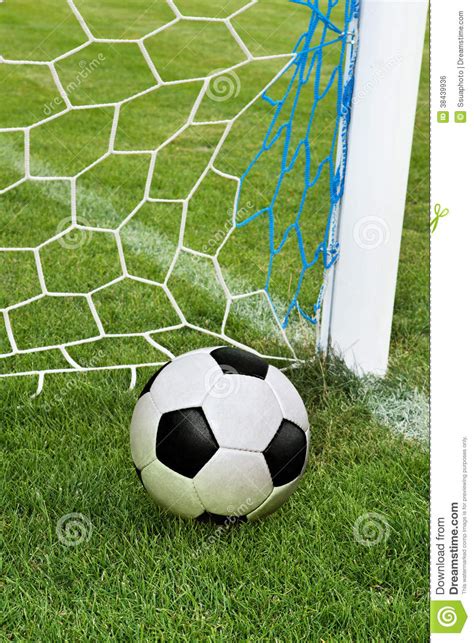 Soccer Ball In Goal Net Stock Photo Image Of Exercising 38439936