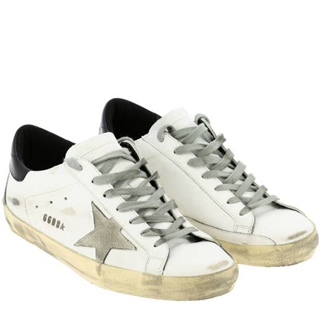 Golden Goose Outlet Superstar Leather Sneakers With Suede Star Trainers Golden Goose Men