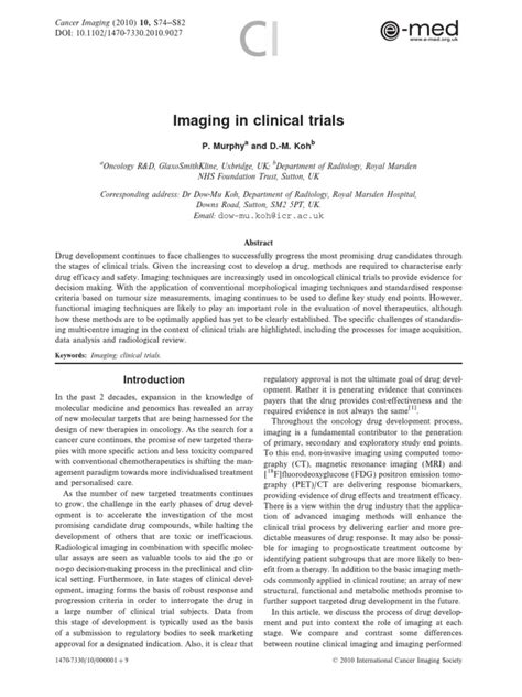 Imaging In Clinical Trials Pdf Clinical Trial Phases Of Clinical