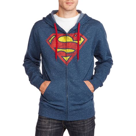 Superman Mens Zip Front Fleece Hoodie
