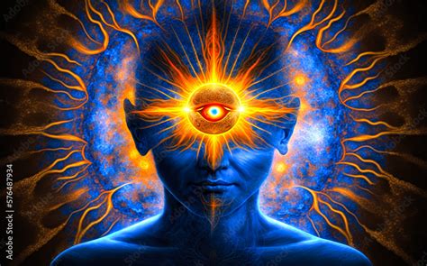 Meditation Activates Chakra Third Eye And Pineal Gland Illustration