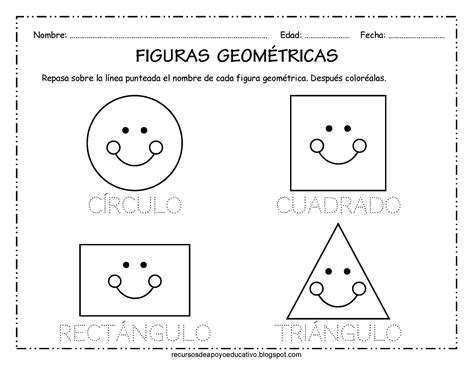 Recursos De Apoyo Educativo Cuatro Figuras Geométricas Para Colorear Y A35