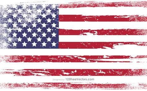 Vector Distressed American Flag At Collection Of