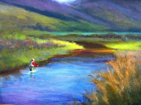 Working The Seam Fly Fishing Painting Impasto Painting Oil Painting