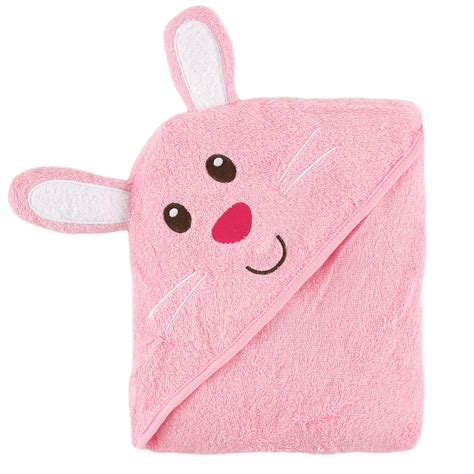 Luvable Friends Animal Face Hooded Towel Woven Terry Bunny Hudson