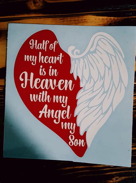 Son Angel Decal Half Of My Heart Is In Heaven With My Angel Etsy