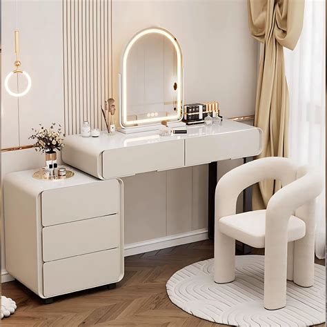 Pesnllov Vanity Desk - Modern Vanity Table with Drawer & Smart LED