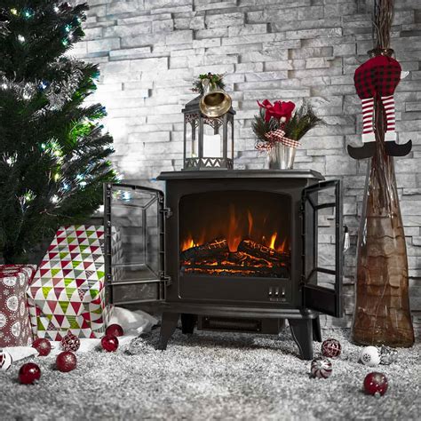 Della Electric Stove Heater Fireplace With Realistic Log Wood Burning