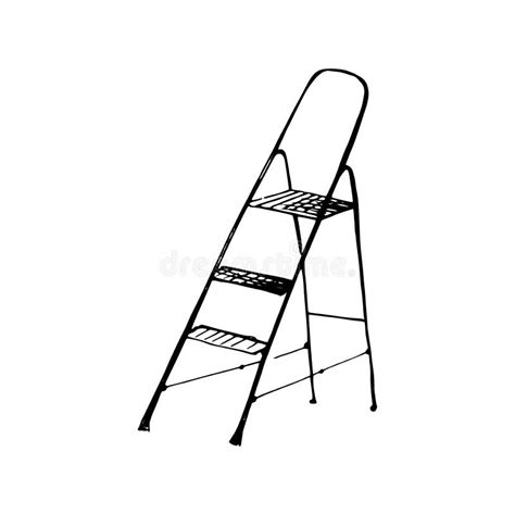 Step Ladders Sketch Set Collection Of Hand Drawn Ladders Isolated On