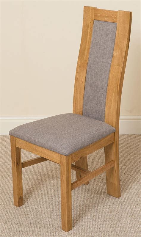 Stanford Solid Oak Dining Chair Light Oak And Grey Fabric