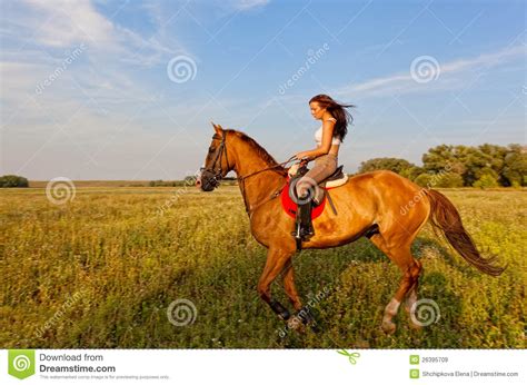 Beautiful Girl Riding A Horse Stock Image Image Of