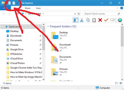 Size Of Icons In Quick Access Toolbar Ribbon In Windows 10 Explorer