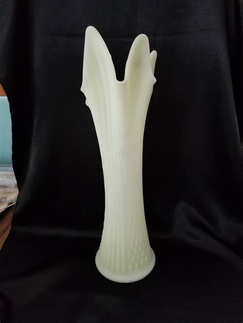 Fenton Tall Satin Custard Glass Swung Glass Vase Etsy