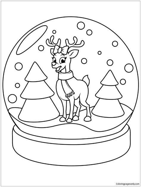 Prince florian is the handsome lover of snow white. Christmas Snow Globe with Reindeer Coloring Pages ...