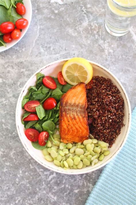 Healthy Salmon Quinoa Bowl Mediterranean Latin Love Affair