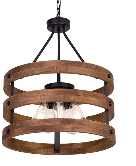 Island chandeliers feature a modern open design and are great for kitchen lighting. DERALAN Modern Rustic Chandelier Round Wood Five Lights ...