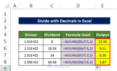 How To Divide With Decimals In Excel 5 Suitable Examples Exceldemy