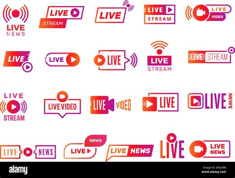 Live Stream Badges Video Broadcasting Shows Digital Online Text
