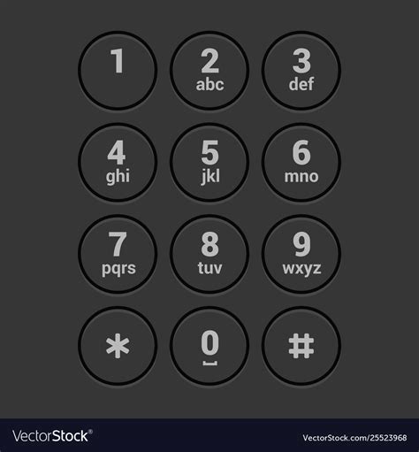 Smartphone Dial Keypad Screen On Dark Background Vector Image