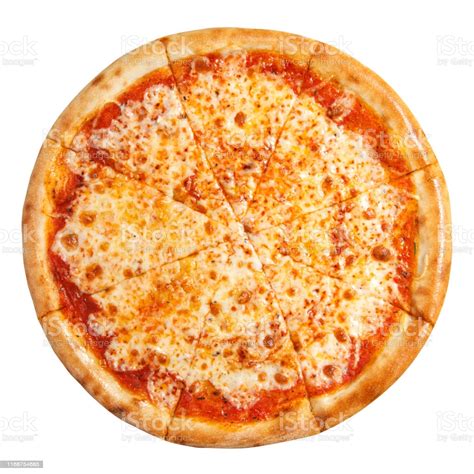 Pizza Margarita With Cheese Top View Isolated On White Background Stock ...