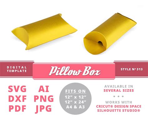 Pillow T Box Svg Cricut Instant Download Printable Digital Etsy