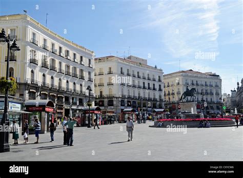 Plaza Puerta Del Sol Madrid Spain Europe Publicground Stock Photo
