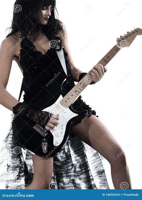 Woman Playing Electric Guitar Player Stock Photo Image Of Person