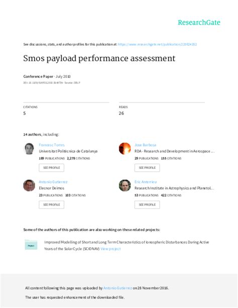 Pdf Smos Payload Performance Assessment Roger Oliva And Rita Castro