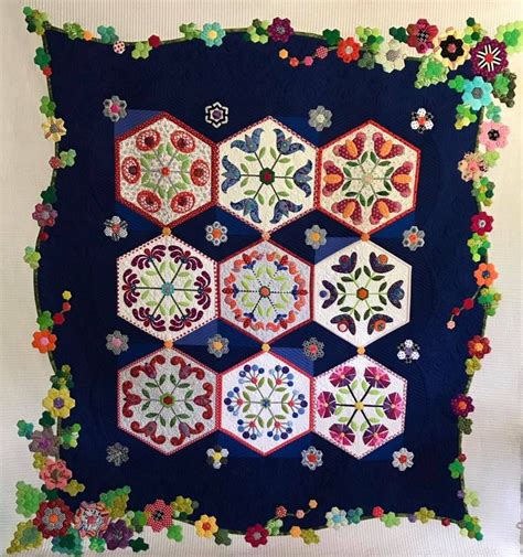 Quilt From Becky Goldsmiths Hexie Garden With Added Border Made By