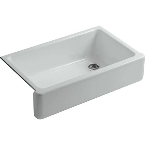 Our farmhouse sinks for kitchens, made of special/unique white clay found only in certain regions of the world, is solid white throughout and repairable. Kohler K-6489-0 Whitehaven White Apron Front Single Bowl ...